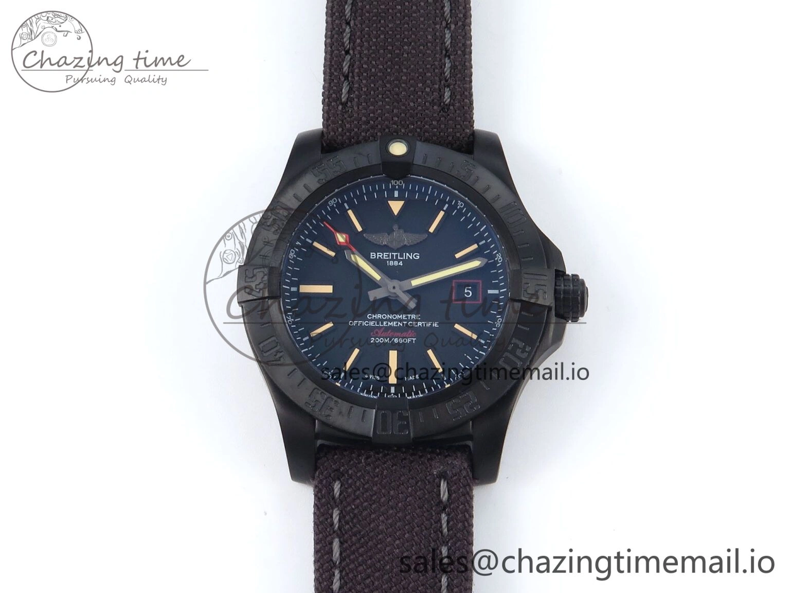 AllSeason Avenger BlackBird 44mm TF 1:1 Best Edition Black Dial on Black Nylon Strap A 5433