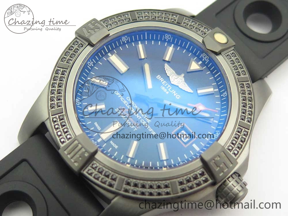 Avenger Blackbird V17311 Ti DLC 1:1 Best Edition Black Dial Diamonds Bezel on Rubber Strap A EasyMatch 5605