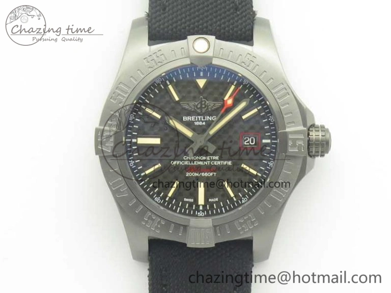 Original Avenger Blackbird V17311 Ti DLC 1:1 Best Edition Black Dial on Nylon Strap A 5608