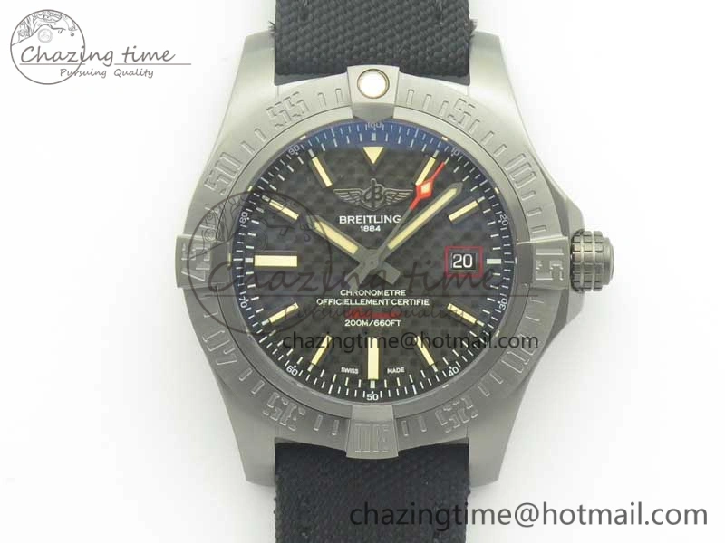 Original Avenger Blackbird V17311 Ti DLC 1:1 Best Edition Black Dial on Nylon Strap A 5608
