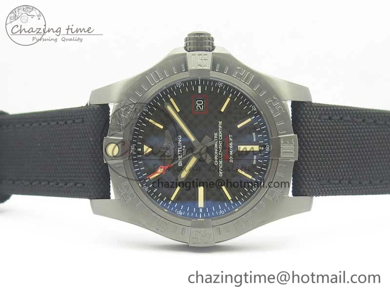 Original Avenger Blackbird V17311 Ti DLC 1:1 Best Edition Black Dial on Nylon Strap A 5608