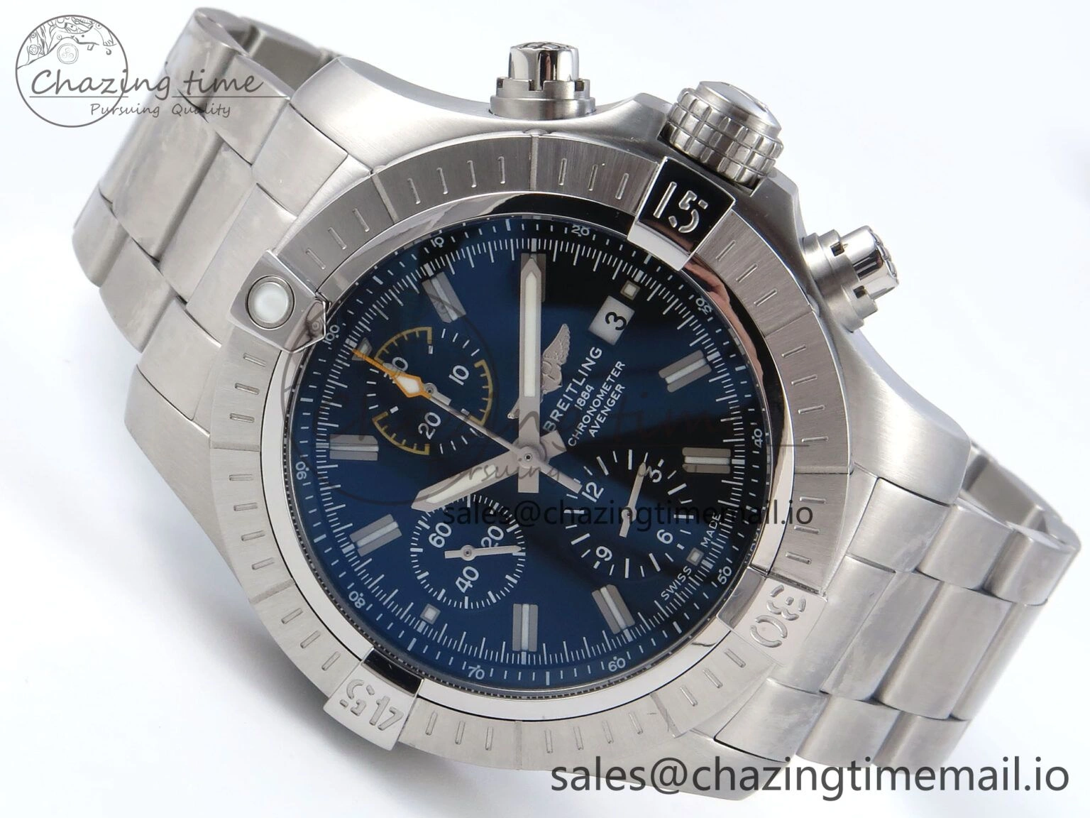 Avenger Chrono 45mm SS TF 1:1 Best Edition Black Dial on SS Bracelet A WellDesigned 5435