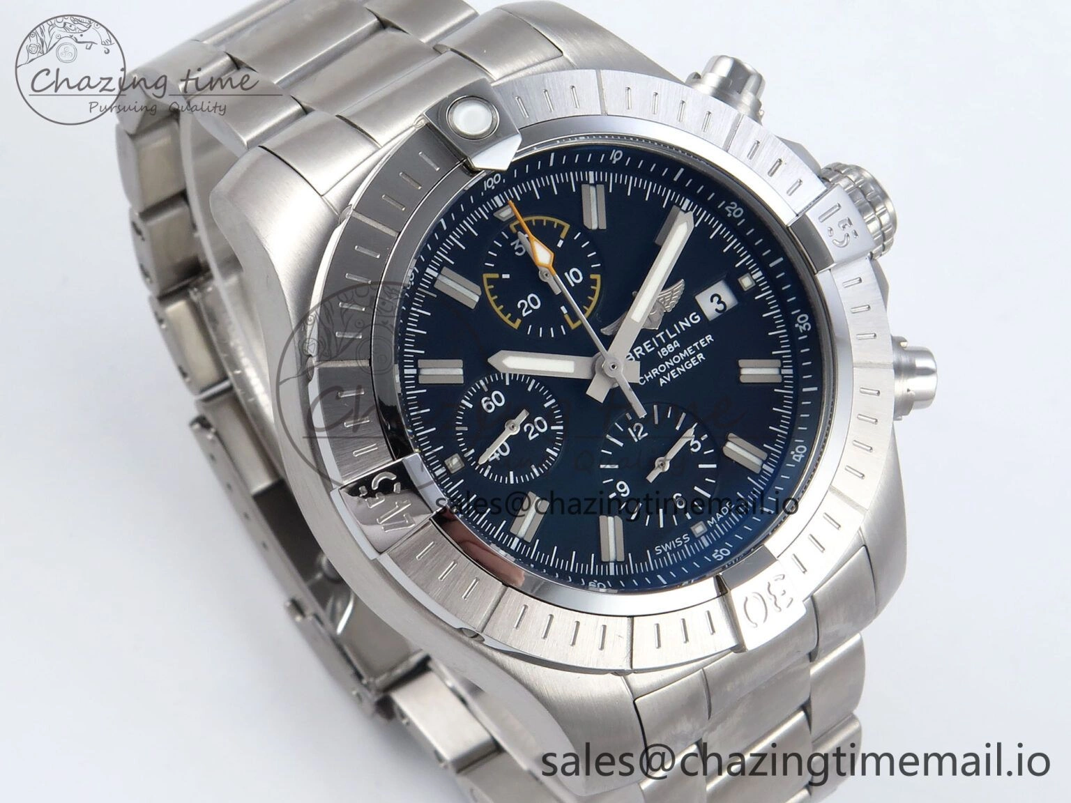 Avenger Chrono 45mm SS TF 1:1 Best Edition Black Dial on SS Bracelet A WellDesigned 5435