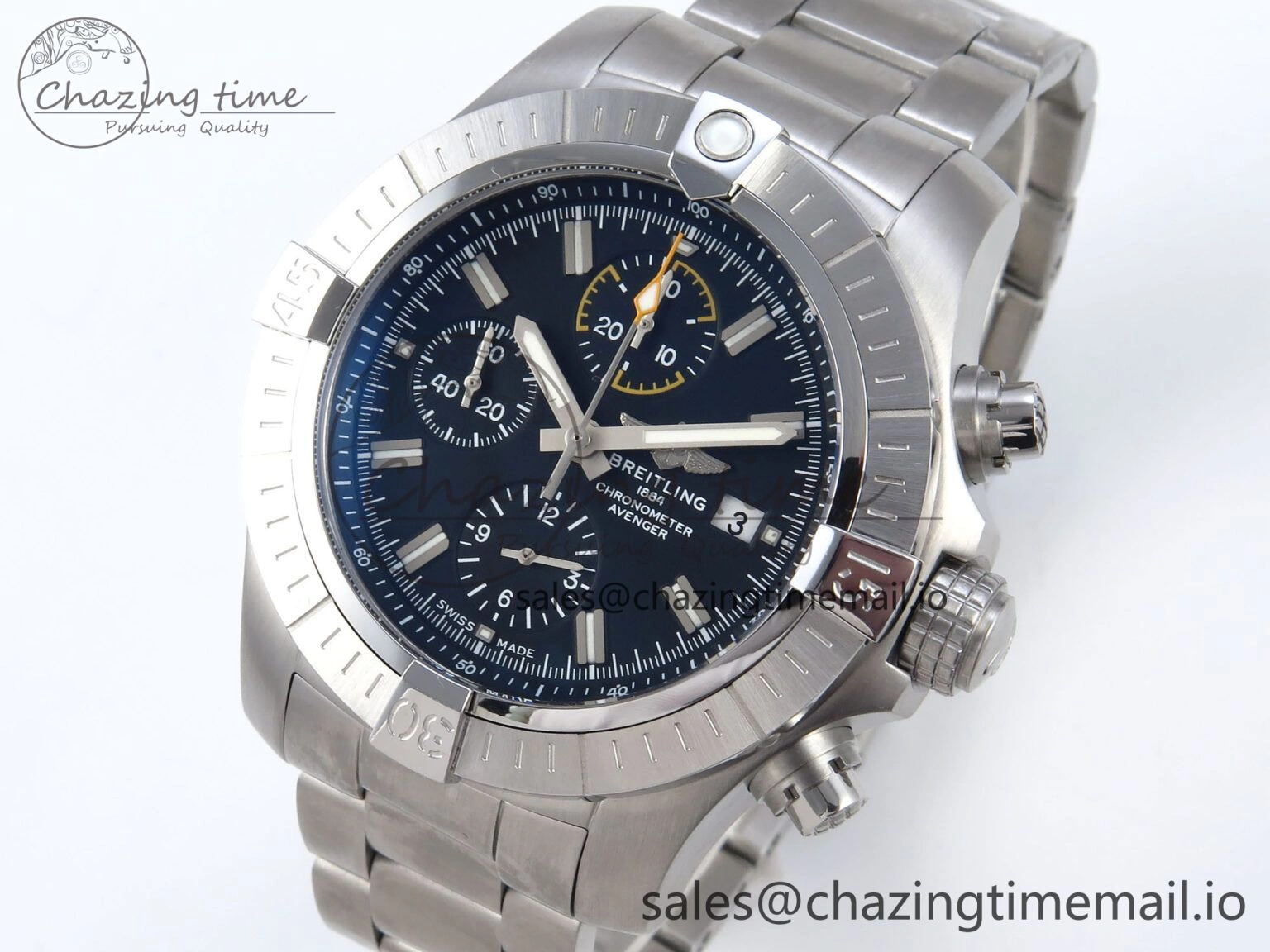 Avenger Chrono 45mm SS TF 1:1 Best Edition Black Dial on SS Bracelet A WellDesigned 5435