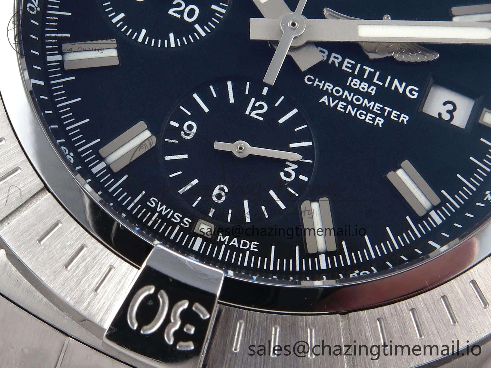 Avenger Chrono 45mm SS TF 1:1 Best Edition Black Dial on SS Bracelet A WellDesigned 5435