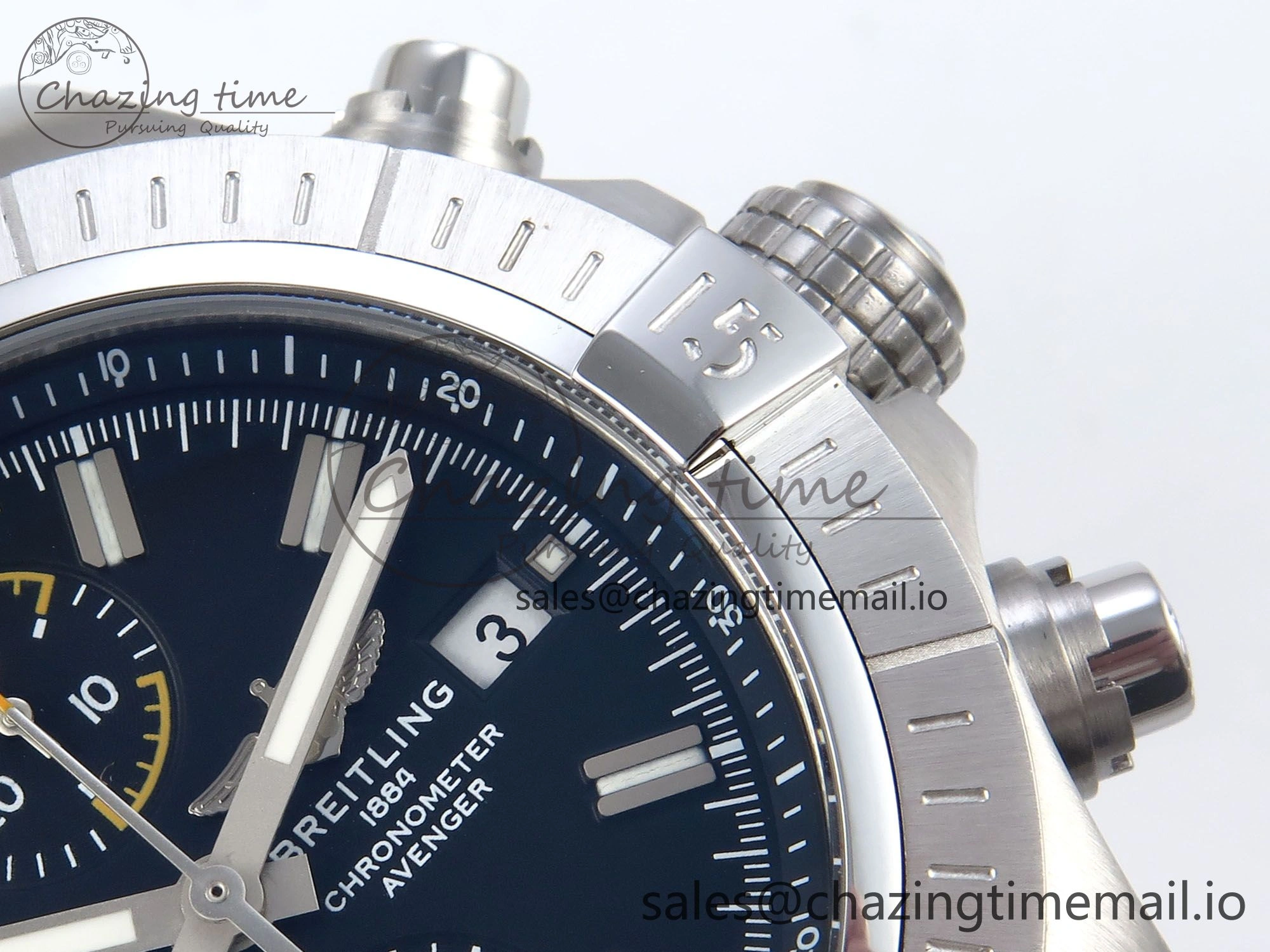 Avenger Chrono 45mm SS TF 1:1 Best Edition Black Dial on SS Bracelet A WellDesigned 5435