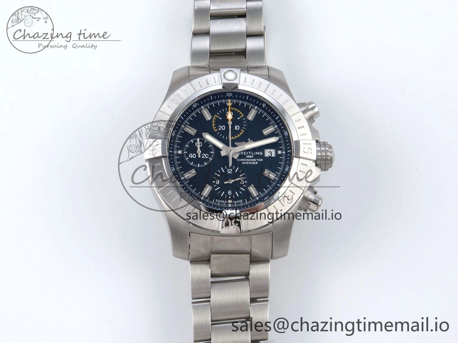 Avenger Chrono 45mm SS TF 1:1 Best Edition Black Dial on SS Bracelet A WellDesigned 5435