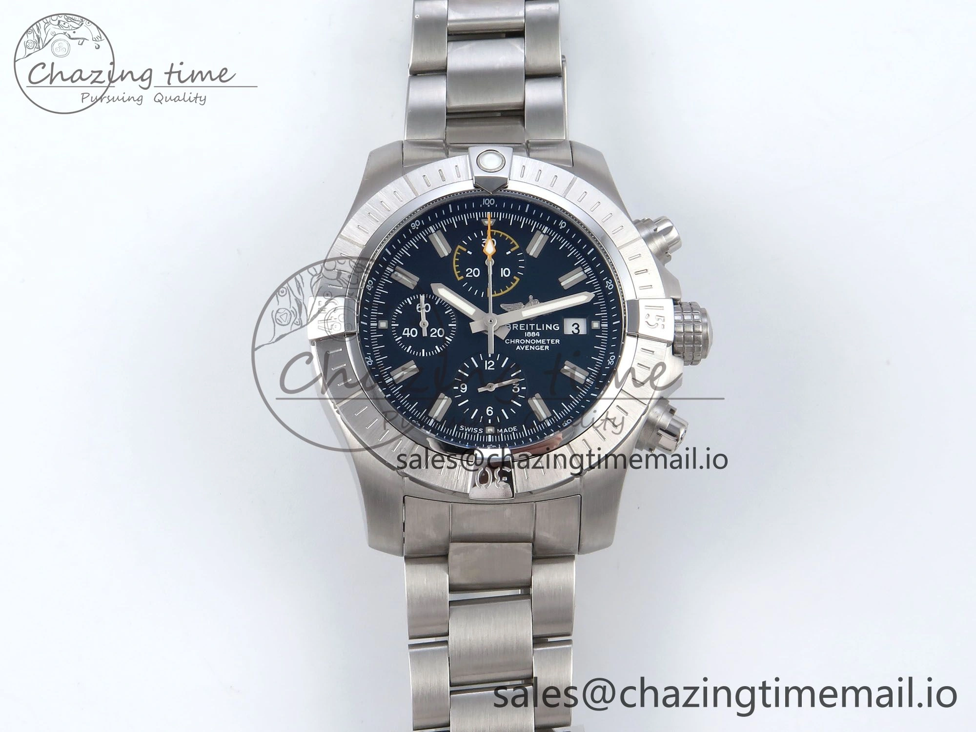 Avenger Chrono 45mm SS TF 1:1 Best Edition Black Dial on SS Bracelet A WellDesigned 5435