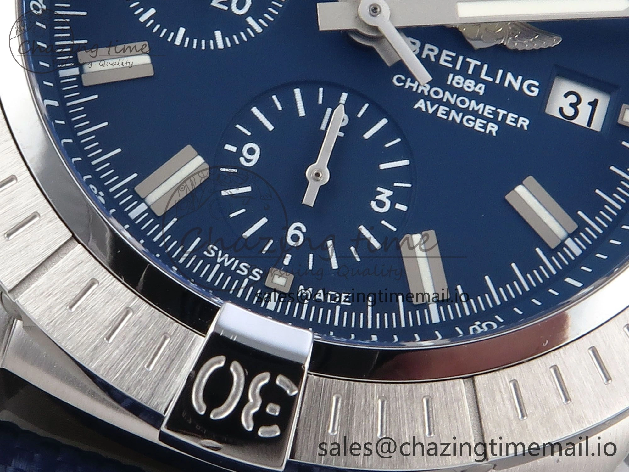 TechFriendly Avenger Chrono 45mm SS TF 1:1 Best Edition Blue Dial on Blue Nylon Strap A 5431