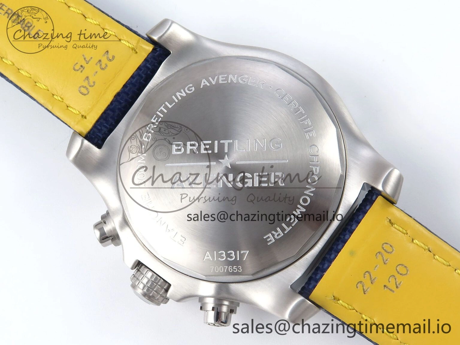TechFriendly Avenger Chrono 45mm SS TF 1:1 Best Edition Blue Dial on Blue Nylon Strap A 5431