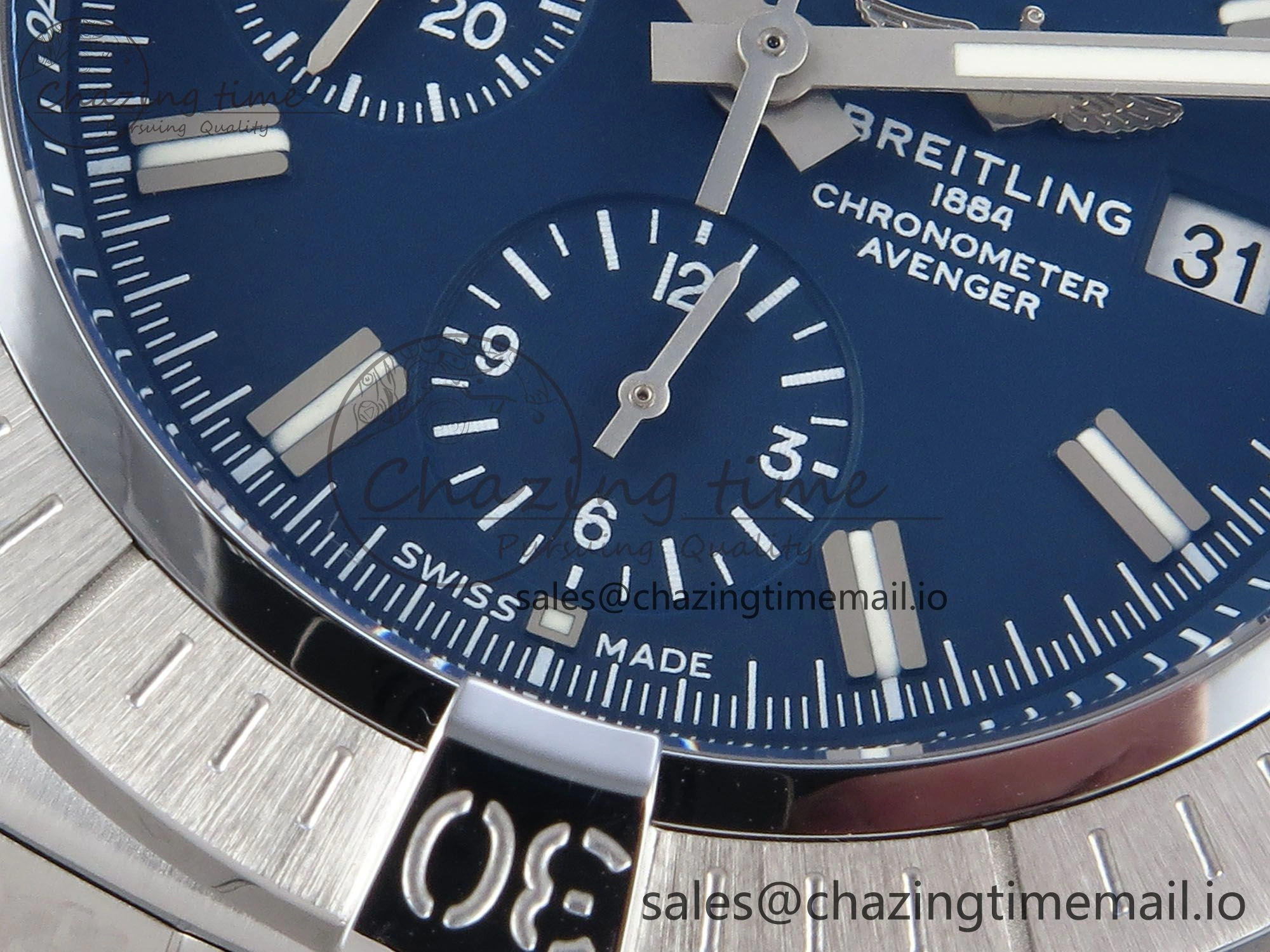 Avenger Chrono 45mm SS TF 1:1 Best Edition Blue Dial on SS Bracelet A GoodFit 5436