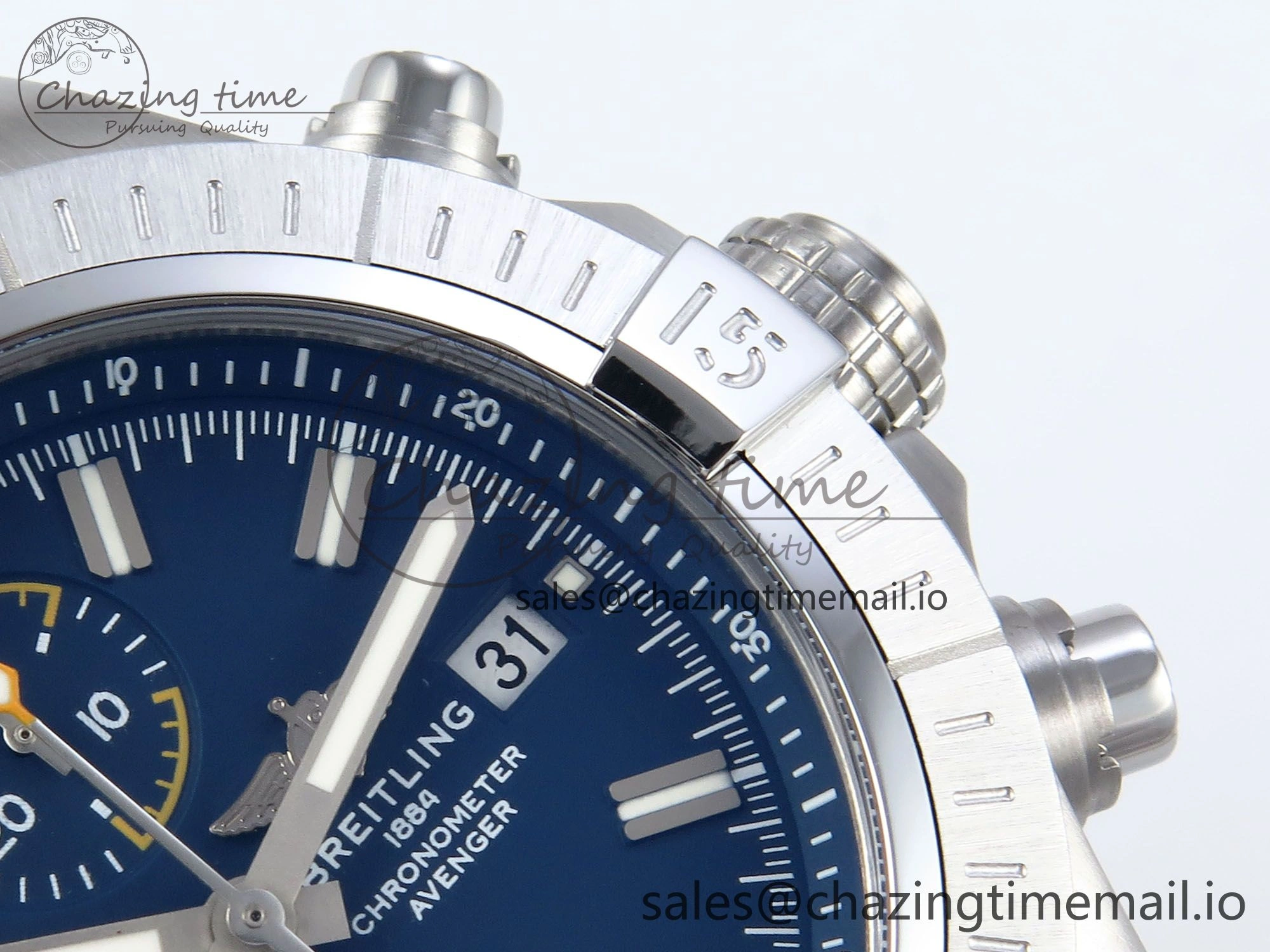 Avenger Chrono 45mm SS TF 1:1 Best Edition Blue Dial on SS Bracelet A GoodFit 5436