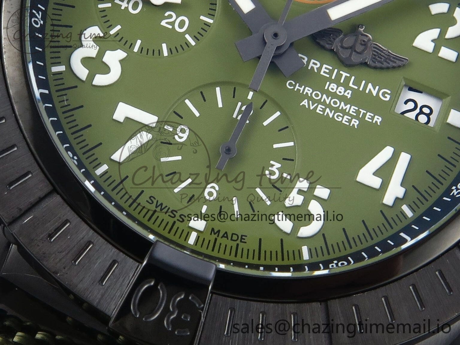 Avenger Chrono 45mm TF 1:1 Best Edition Green Dial on Green Nylon Strap A Seasonal 5434