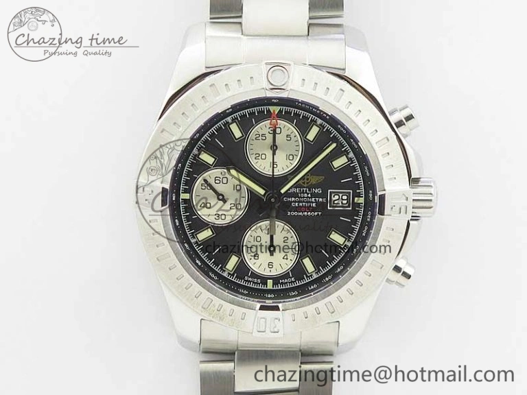 Avenger Chronograph 43mm SS B12F Best Edition Black Dial on SS Bracelet A Lightweight 5584