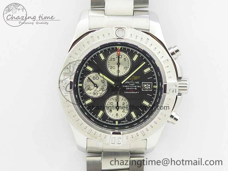 Avenger Chronograph 43mm SS B12F Best Edition Black Dial on SS Bracelet A Lightweight 5584
