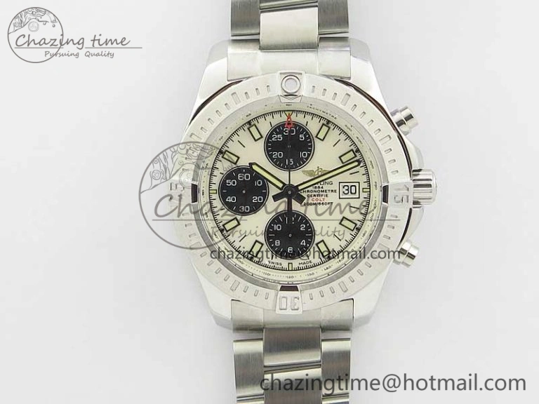 Avenger Chronograph 43mm SS B12F Best Edition White Dial on SS Bracelet A EasyMatch 5585