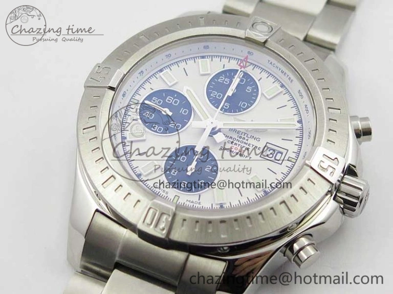 Avenger Chronograph 43mm SS B12F Best Edition White Dial on SS Bracelet A EasyMatch 5585