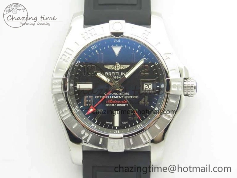 Avenger GMT A32390 SS GF 1:1 Best Edition Black Dial On Rubber Strap A UrbanStyle 5647
