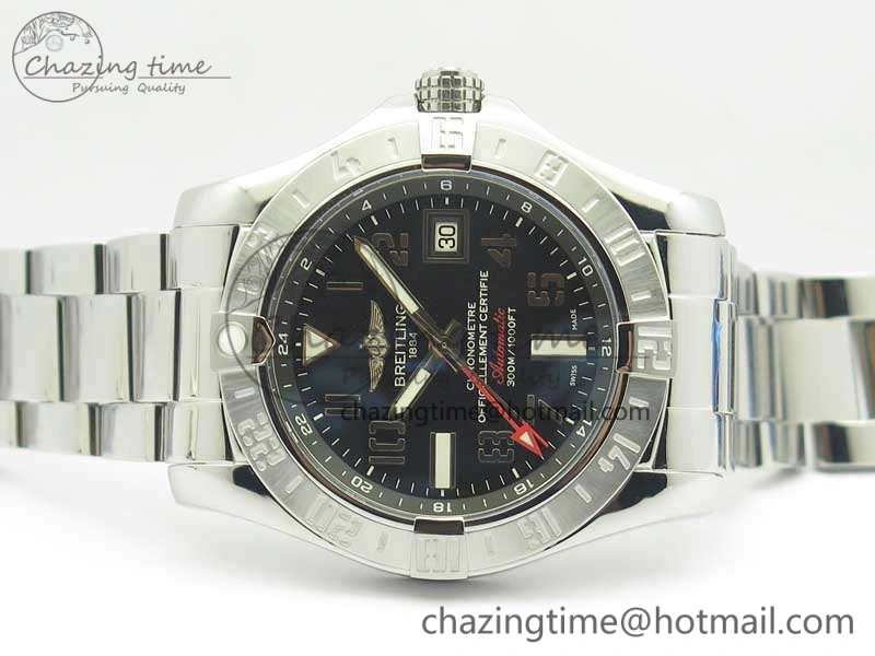 Avenger GMT A32390 SS GF 1:1 Best Edition Black Dial On SS Bracelet A MoistureWicking 5649