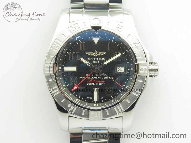 Avenger GMT A32390 SS GF 1:1 Best Edition Black Dial On SS Bracelet A MoistureWicking 5649