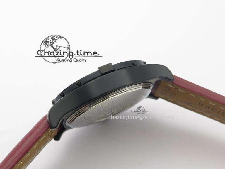 Flexible Avenger GMT DLC Black Stick Marker Textured Dial Black Inner Bezel On Leather Strap A 5767