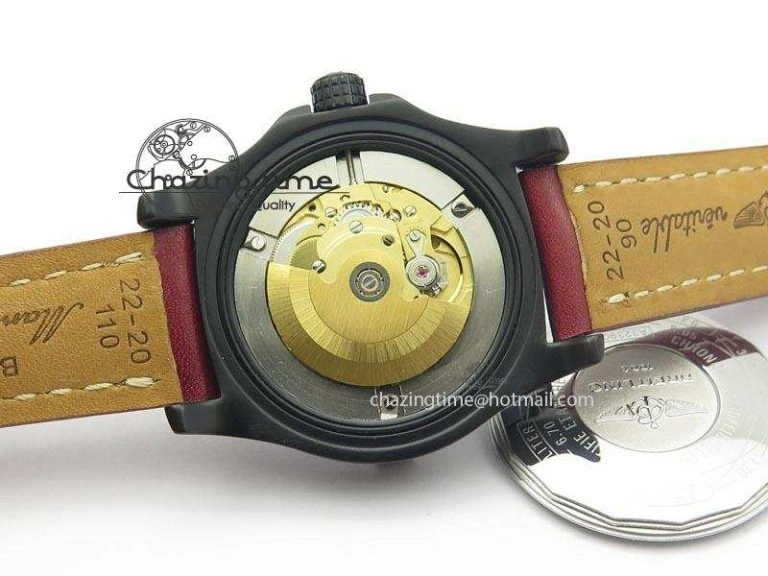 Flexible Avenger GMT DLC Black Stick Marker Textured Dial Black Inner Bezel On Leather Strap A 5767