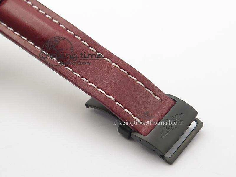 Flexible Avenger GMT DLC Black Stick Marker Textured Dial Black Inner Bezel On Leather Strap A 5767