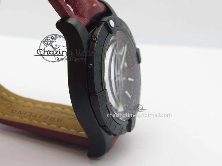 Flexible Avenger GMT DLC Black Stick Marker Textured Dial Black Inner Bezel On Leather Strap A 5767