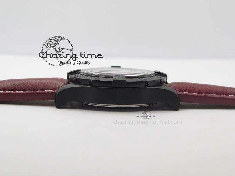 Flexible Avenger GMT DLC Black Stick Marker Textured Dial Black Inner Bezel On Leather Strap A 5767