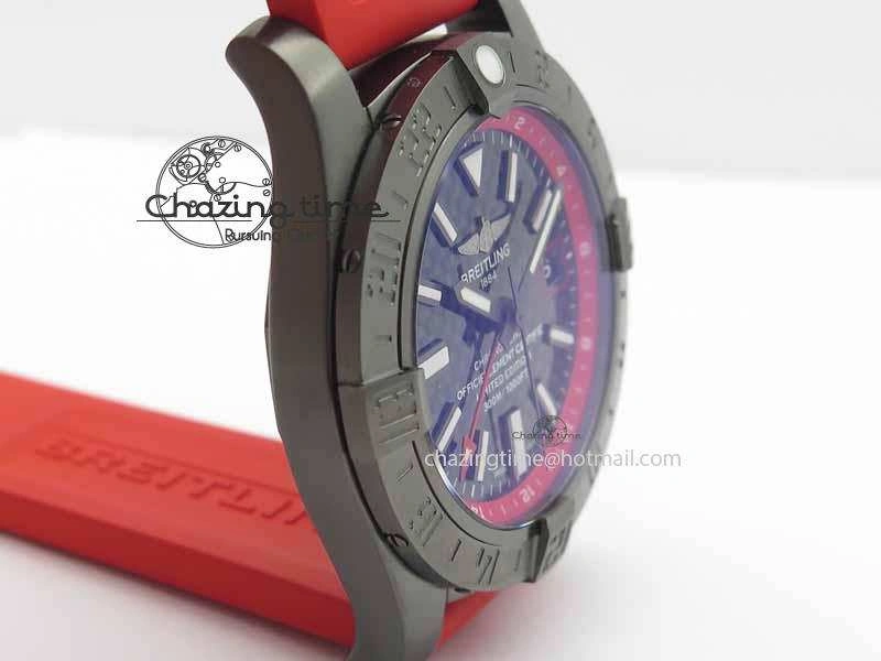 Avenger GMT DLC GF Best Edition Black Forged Carbon Dial On Red Rubber Strap A Premium 5720
