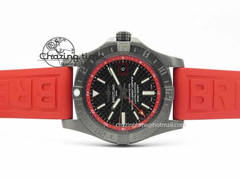 Avenger GMT DLC GF Best Edition Black Forged Carbon Dial On Red Rubber Strap A Premium 5720
