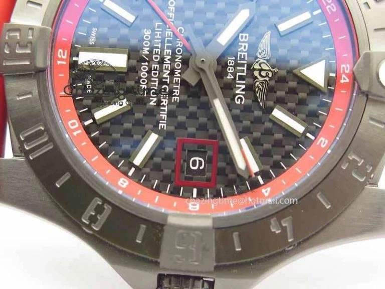Avenger GMT DLC GF Best Edition Black Forged Carbon Dial On Red Rubber Strap A Premium 5720