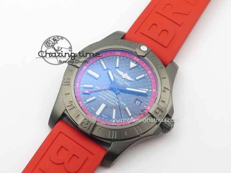 Avenger GMT DLC GF Best Edition Black Forged Carbon Dial On Red Rubber Strap A Premium 5720