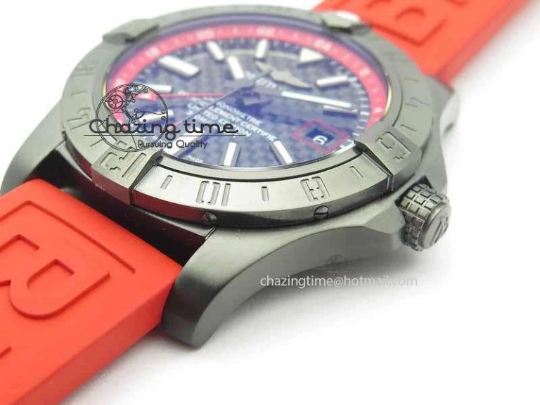 Avenger GMT DLC GF Best Edition Black Forged Carbon Dial On Red Rubber Strap A Premium 5720