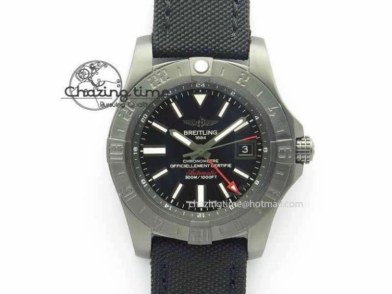 Avenger GMT DLC GF Best Edition Black Sticks Marker Dial On Nylon Strap A Upgraded 5735