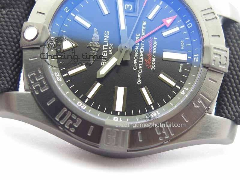 Avenger GMT DLC GF Best Edition Black Sticks Marker Dial On Nylon Strap A Upgraded 5735