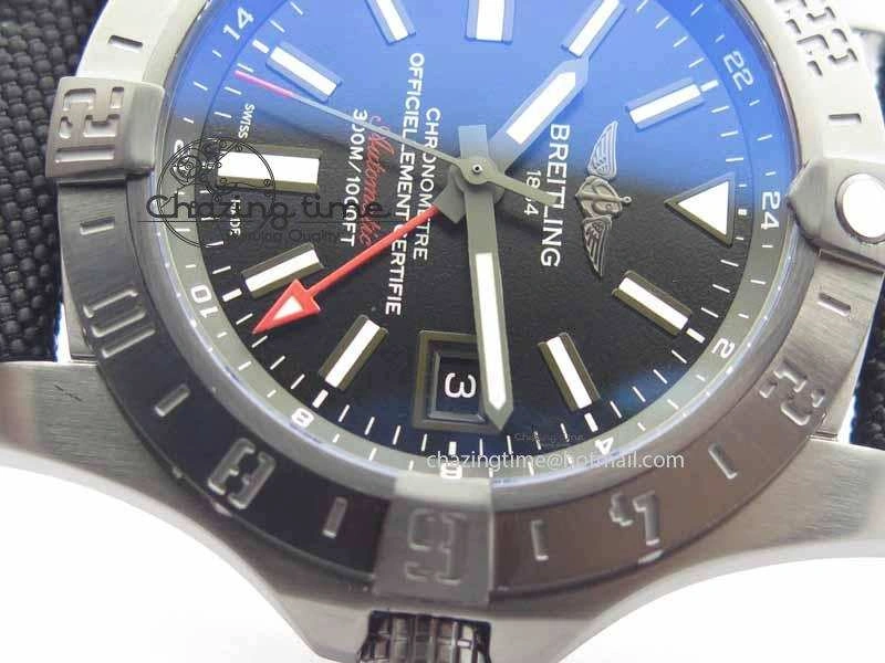 Avenger GMT DLC GF Best Edition Black Sticks Marker Dial On Nylon Strap A Upgraded 5735