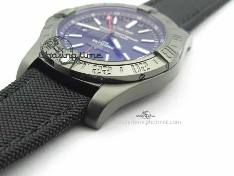 Avenger GMT DLC GF Best Edition Black Sticks Marker Dial On Nylon Strap A Upgraded 5735