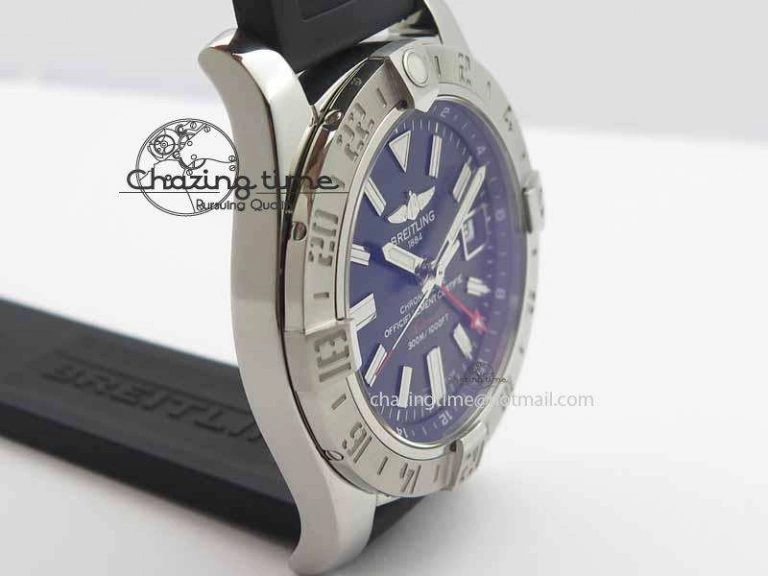 Avenger GMT SS GF 1:1 Best Edition Black Sticks Marker Dial On Rubber Strap A UrbanChic 5739