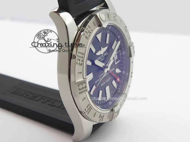 Avenger GMT SS GF 1:1 Best Edition Black Sticks Marker Dial On Rubber Strap A UrbanChic 5739