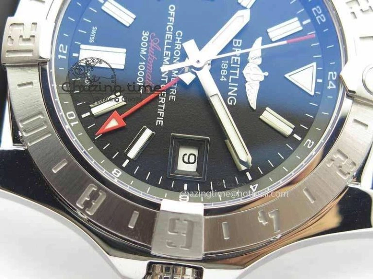 Avenger GMT SS GF 1:1 Best Edition Black Sticks Marker Dial On Rubber Strap A UrbanChic 5739