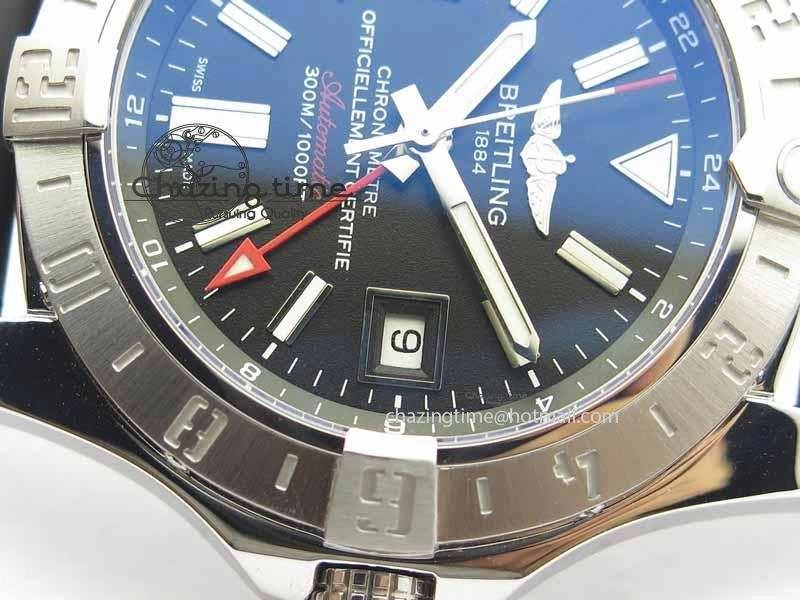 Avenger GMT SS GF 1:1 Best Edition Black Sticks Marker Dial On Rubber Strap A UrbanChic 5739