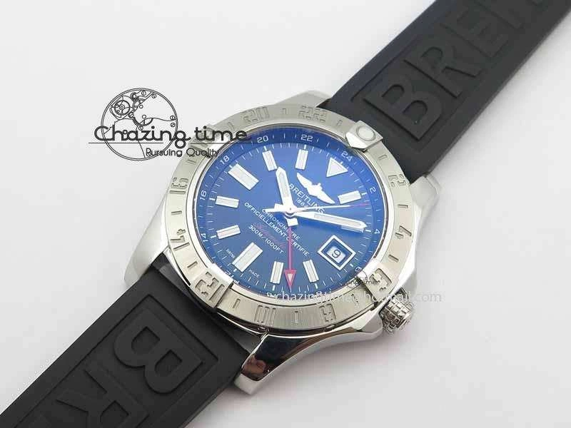 Avenger GMT SS GF 1:1 Best Edition Black Sticks Marker Dial On Rubber Strap A UrbanChic 5739