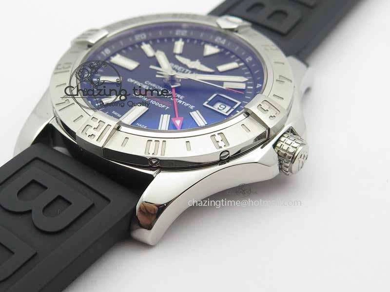Avenger GMT SS GF 1:1 Best Edition Black Sticks Marker Dial On Rubber Strap A UrbanChic 5739