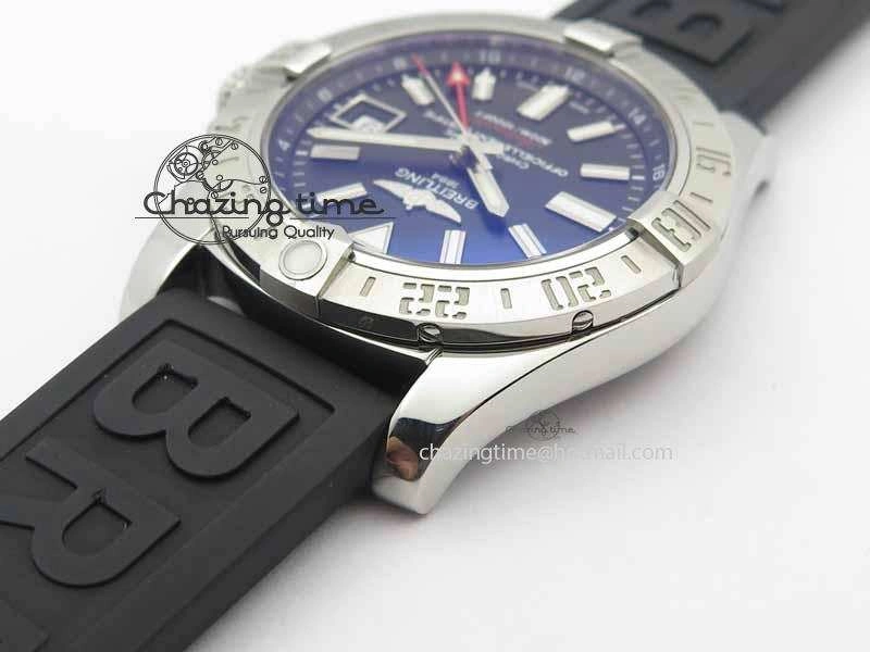 Avenger GMT SS GF 1:1 Best Edition Black Sticks Marker Dial On Rubber Strap A UrbanChic 5739