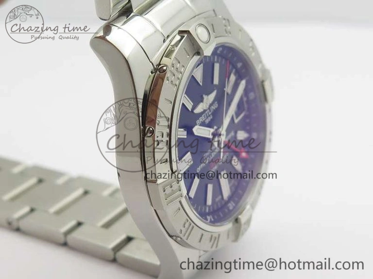 Unisex Avenger GMT SS GF 1:1 Best Edition Black Sticks Marker Dial On SS Bracelet A 5709