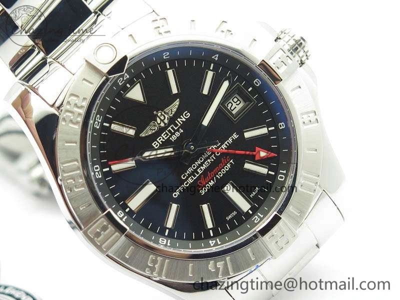 Unisex Avenger GMT SS GF 1:1 Best Edition Black Sticks Marker Dial On SS Bracelet A 5709