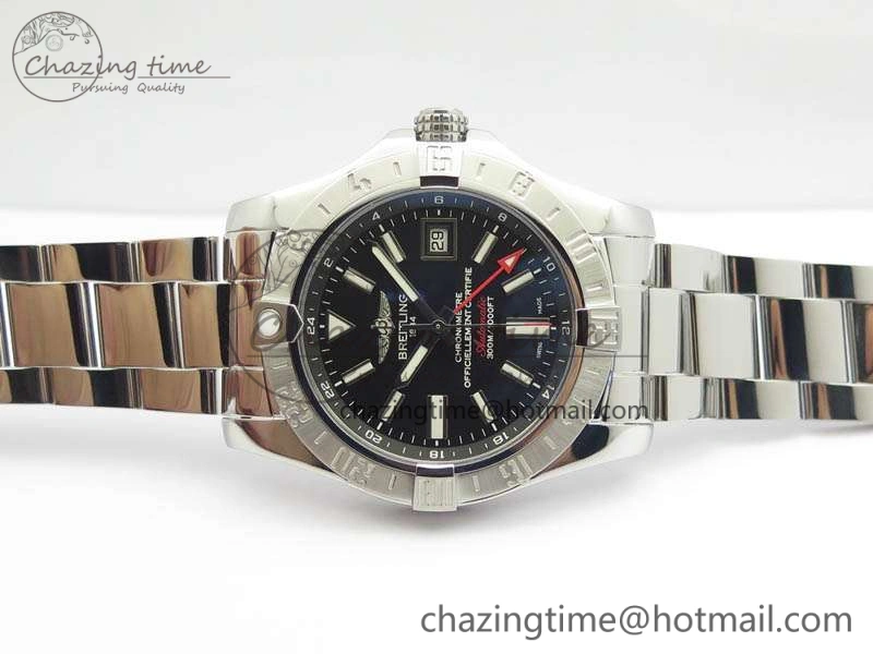 Unisex Avenger GMT SS GF 1:1 Best Edition Black Sticks Marker Dial On SS Bracelet A 5709