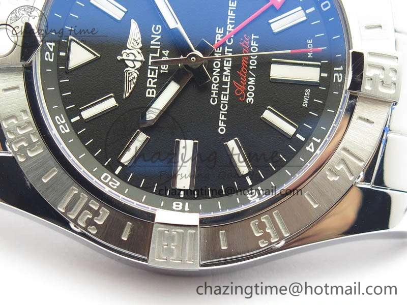 Unisex Avenger GMT SS GF 1:1 Best Edition Black Sticks Marker Dial On SS Bracelet A 5709
