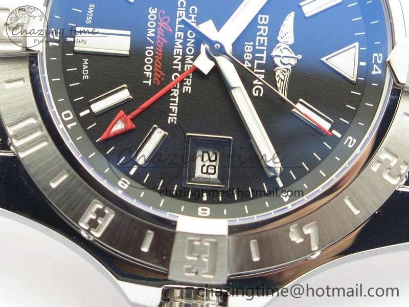 Unisex Avenger GMT SS GF 1:1 Best Edition Black Sticks Marker Dial On SS Bracelet A 5709